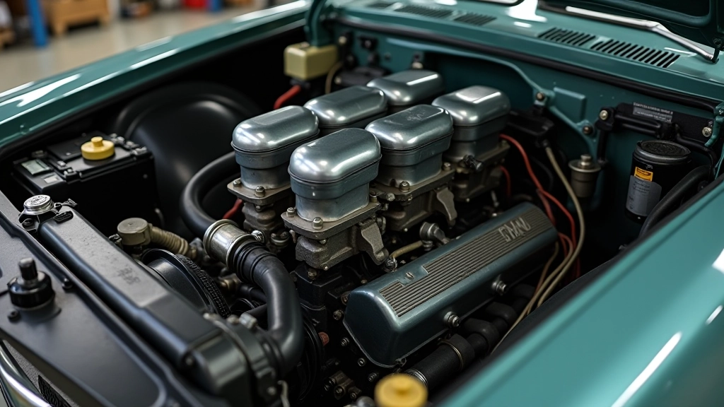 Zhiguli 2105 engine compartment showing four-cylinder engine